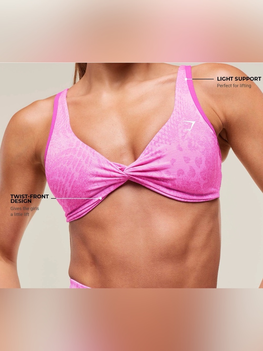 Gymshark Pink Twist-Front Sports Bra